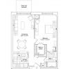 2D floor plan for the Ellicott apartment at Brooksby Village Senior Living in Peabody, MA
