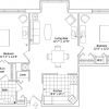 2D floor plan of the Flagstaff apartment at Seabrook Senior Living in Tinton Falls, NJ.