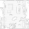 2D floor plan of the Pianta apartment at Siena Lakes Senior Living in Naples, FL.